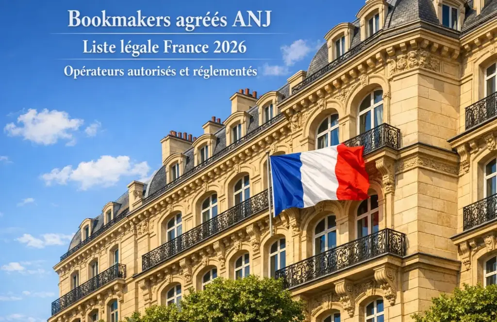 Façade moderne d'un bâtiment officiel français avec un drapeau tricolore flottant sous un ciel bleu
