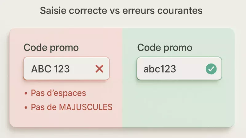 Guide des erreurs courantes lors de la saisie des codes promo