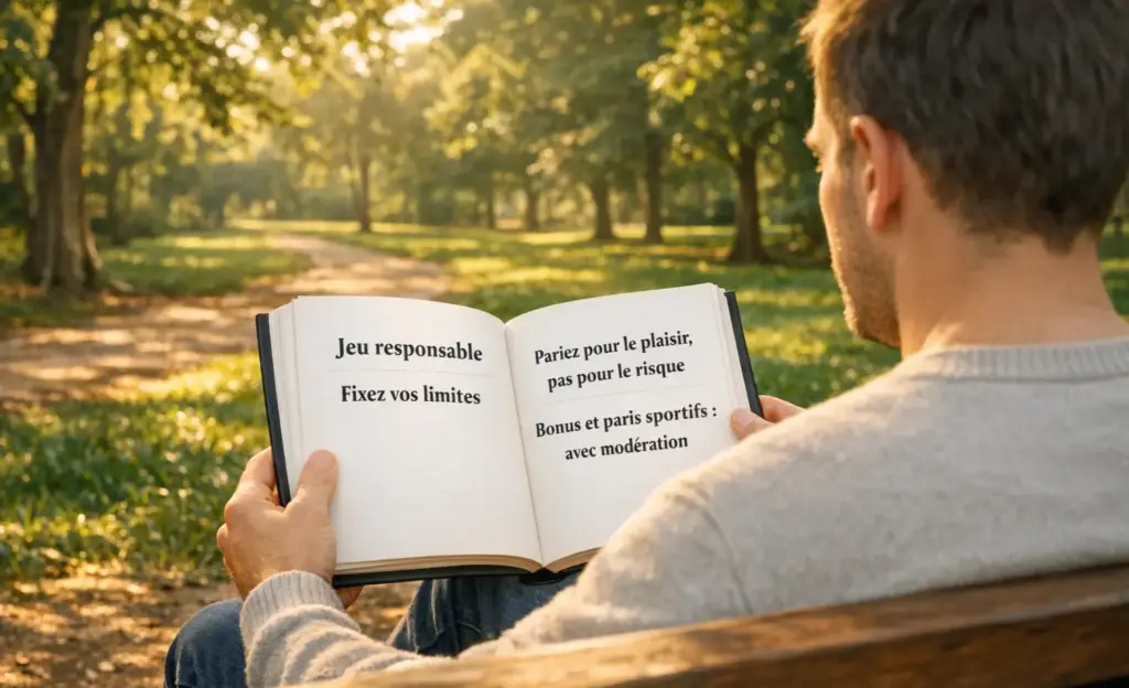 Personne assise calmement sur un banc dans un parc verdoyant en lisant un livre sous une lumière douce du matin