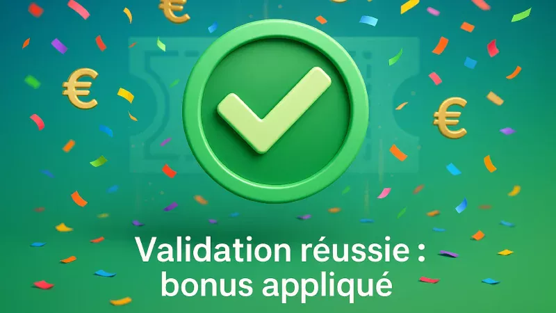 Succès et célébration après utilisation réussie d'un code promo